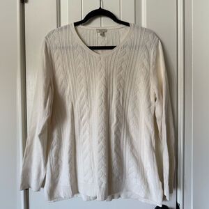 Talbots Cream Cable Knit Sweater Size Large